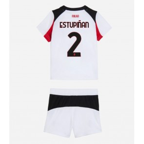 AC Milan Pervis Estupinan #2 Udebanetrøje Børn 2025-26 Kortærmet (+ Korte bukser)